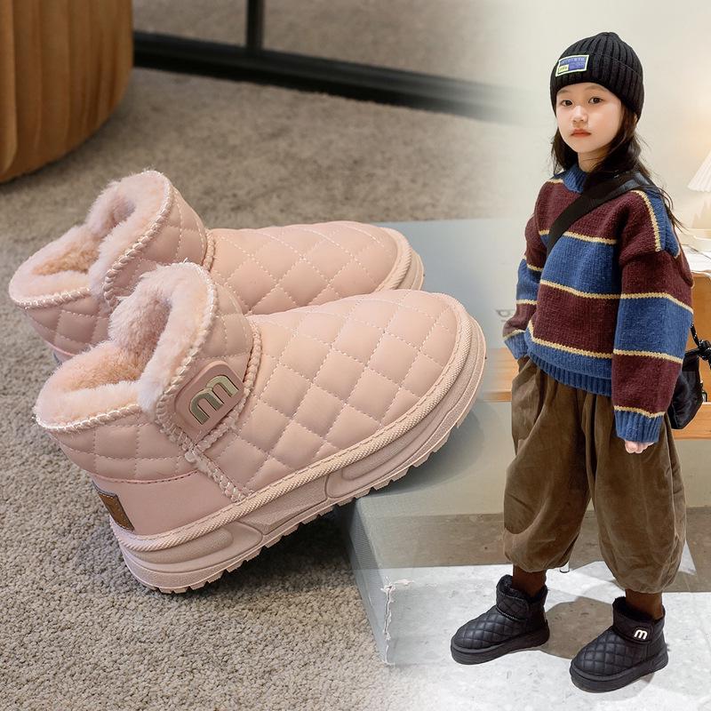 2025 Winter Kids' Mid-Calf Snow Boots: Thick Warm Velvet, Short Style for Girls and Boys