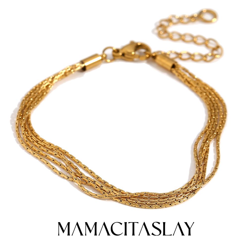 MamacitaSlay Stylish New Design Multiple Layered Bracelets Gold Plated stainless steel women's jewelry gift lady bracelets