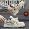 Sneakers Patchwork di Jeans Scarpe Casual con Lacci e Plateau