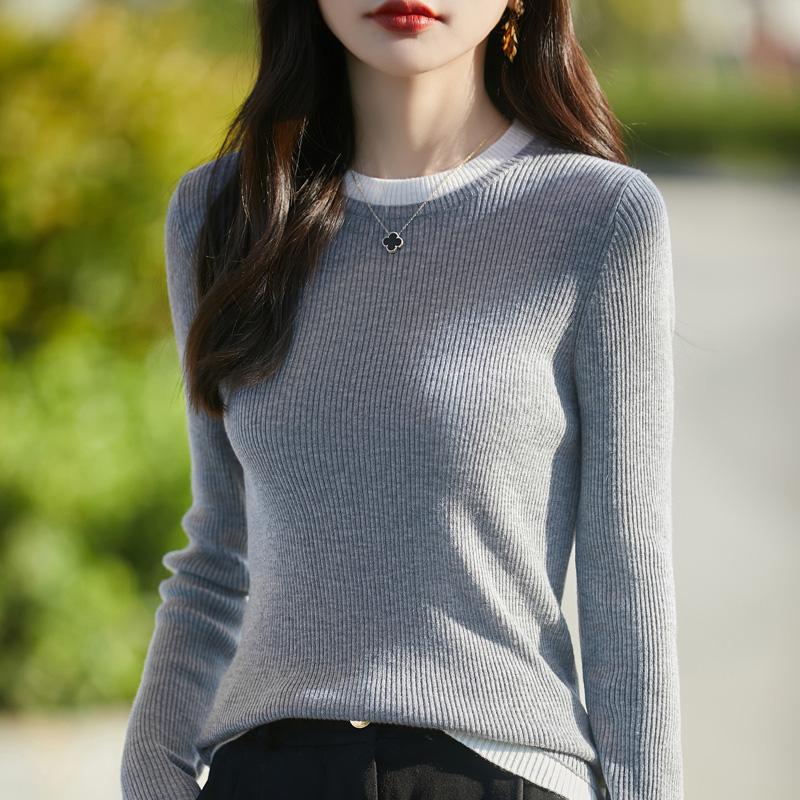 Women's Wool Sweater Qinghe Cashmere 50% Silk 50% Wool Autumn and Winter Wool Pullover Soft and Warm