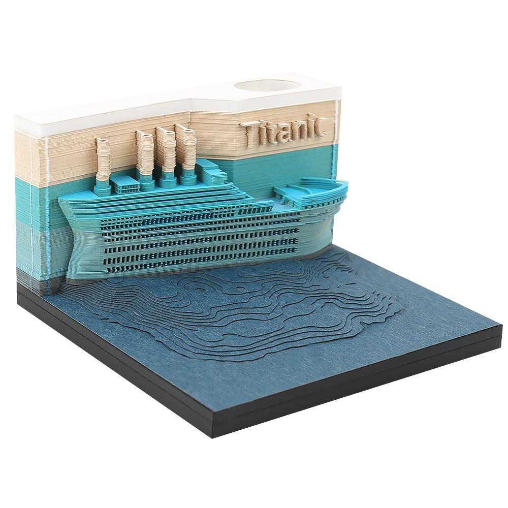 Papier à découper sur mesure créatif pour cadeau d'artisanat, Papier à notes, Décoration de bureau, Bloc-notes 3D Titanic