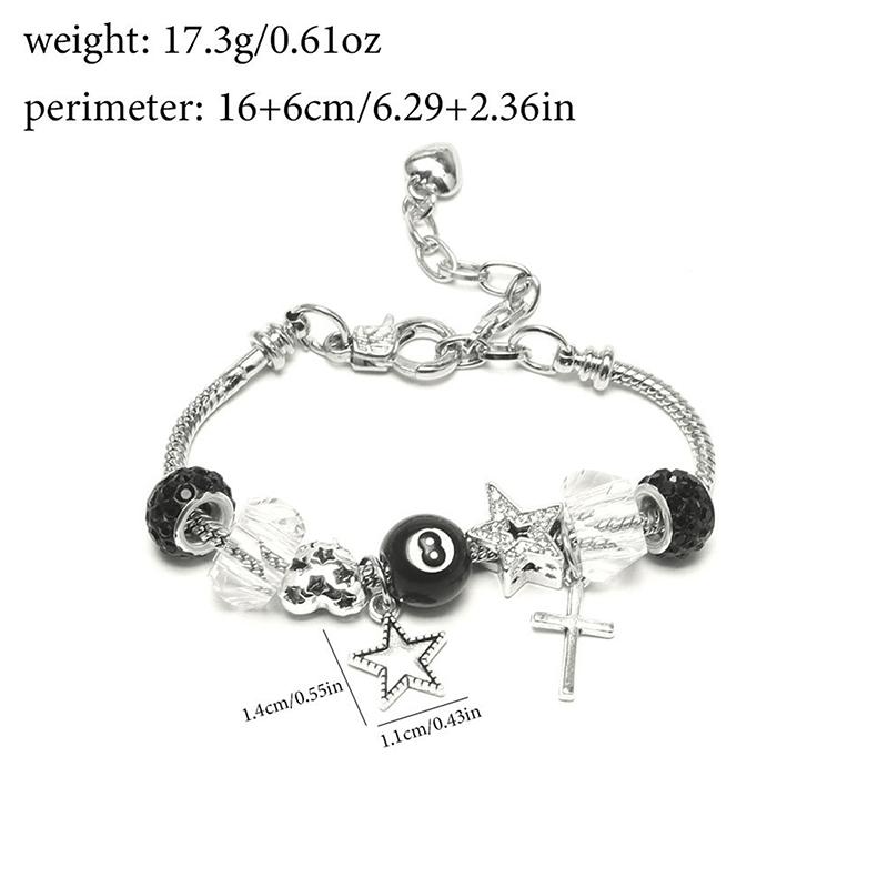 New Black No.8 Ball Heart Star Cross Bracelet Necklace Unique Fashionable Sweet Versatile Personalized Jewelry Gift