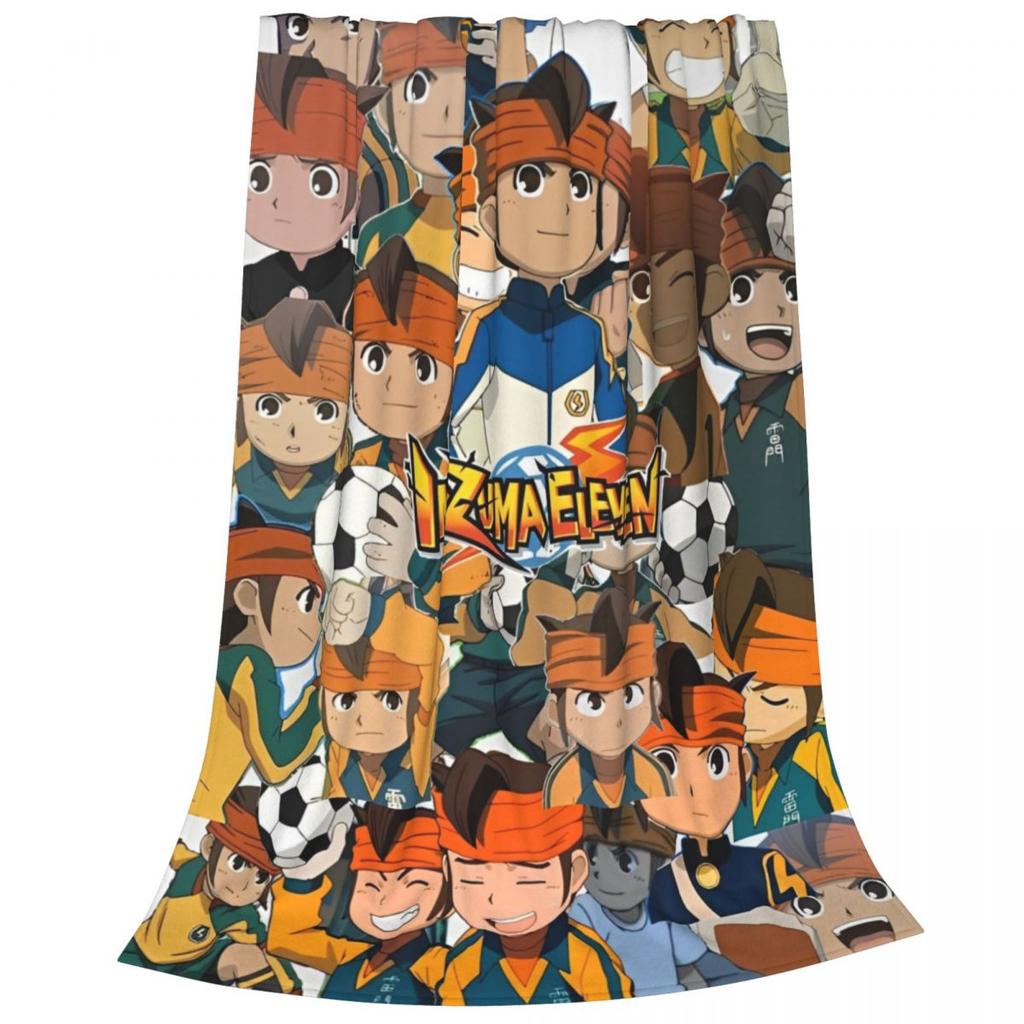 Inazuma Eleven Cartoon Anime Fleece Throw Blankets RPG Football Game Blankets Home Couch Super Soft Bedspread Quilt Breathable