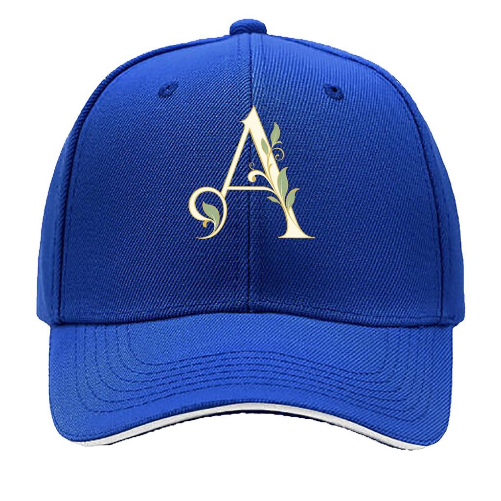 Elegant Botanical Letter A Monogram Sandwich Baseball Cap Sun Cap Outdoor Workouts Hat