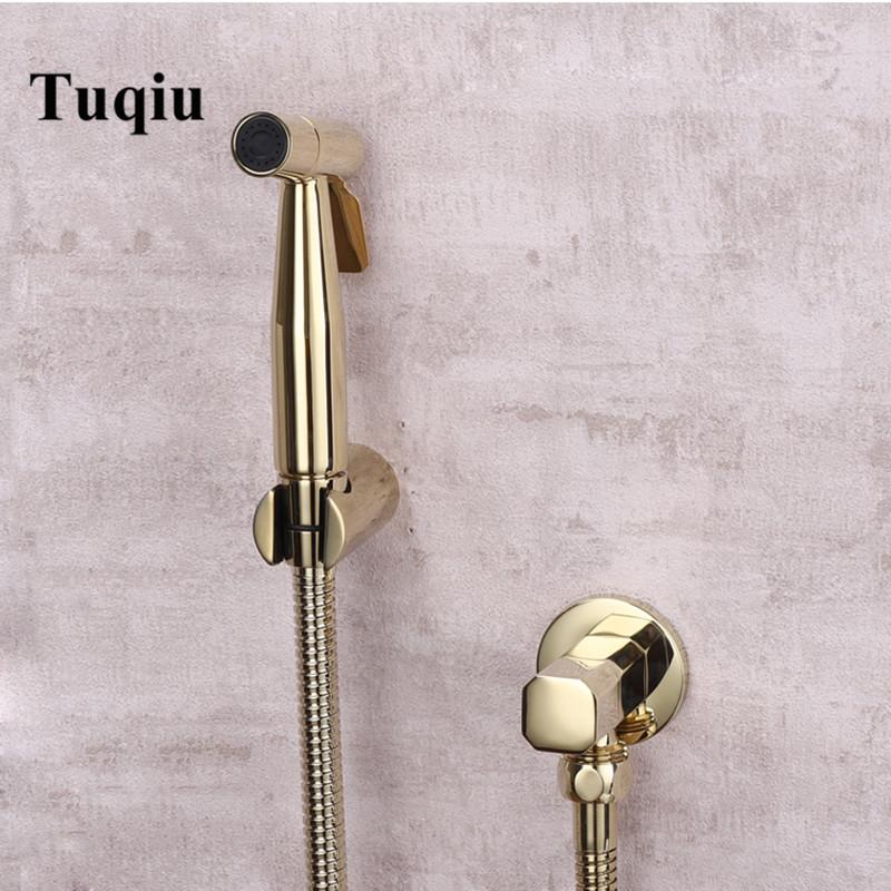 Tuqiu Ręczny bidet natryskowy Douche Toaleta Kit Różowe złoto mosiądz Shattaf Głowica prysznicowa Miedziany zawór Zestaw Jet Bidet Bateria Zestaw