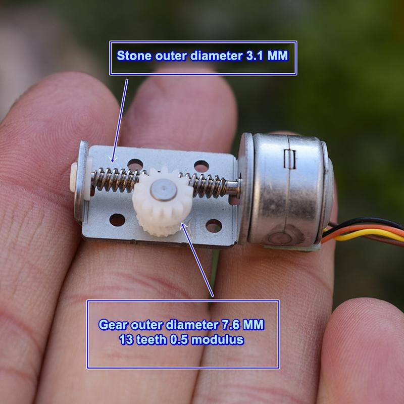 1 Peça Motor de Passo Eixo Haste Rosca Linear Bloco Engrenagem de Plástico 13 Dentes Diy Câmera Monitor 15Mm Motor de Passo 2 Fases 4 Fios