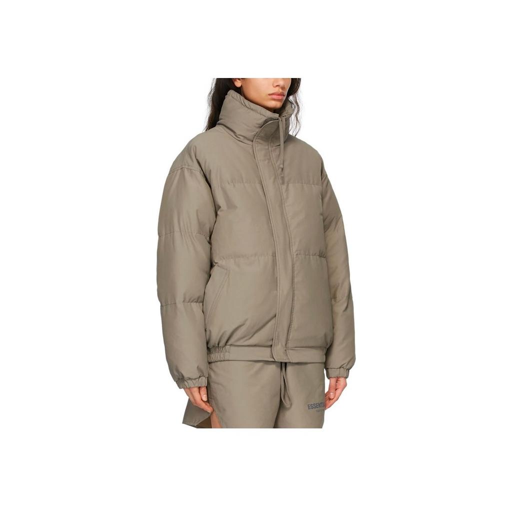 Fear of God Essentials FW21 Nylon Puffer Jacket Women Jacket Cement FOG-FW21-084