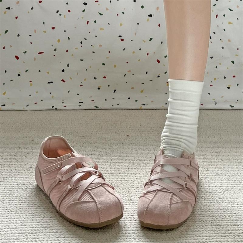 Fashion 2025 New Spring Mary Jane Cross Strap Flats Shoes Women Fashion Elegant Round Toe Ladies Comfort Soft Sole Ballerinas Shoes