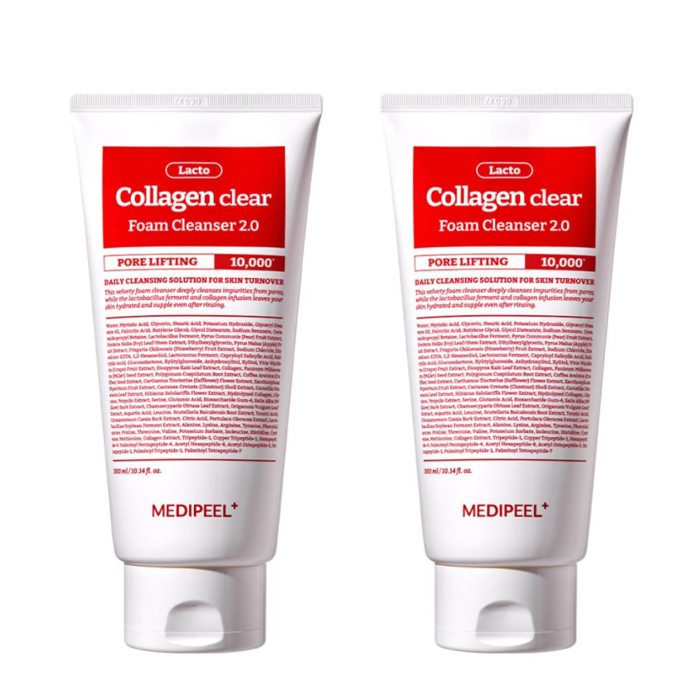 MEDIPEEL Red Lacto Collagen Clear 2.0 300ml x 2er Set | Tiefenreinigung & Porenstraffung Schaum