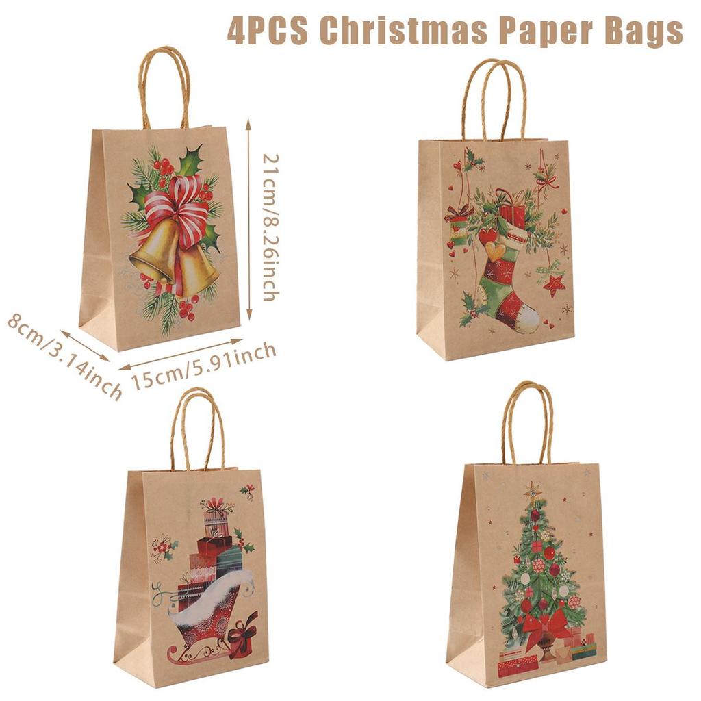 Christmas Santa Claus Snowflake Kraft Paper Handbag Marry Christmas Party Decor For Home