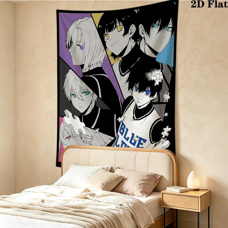 Blue Lock Wall Tapestry Aesthetic Wall Hanging Printed Fabric Blanket Decorative Tapestries For Bedroom Living Room Home Decor