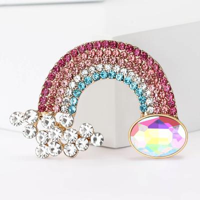 Alloy Diamond Rainbow Brooch Fashion Cute Ladies Cardigan Shirt Corsage Ornament Pin
