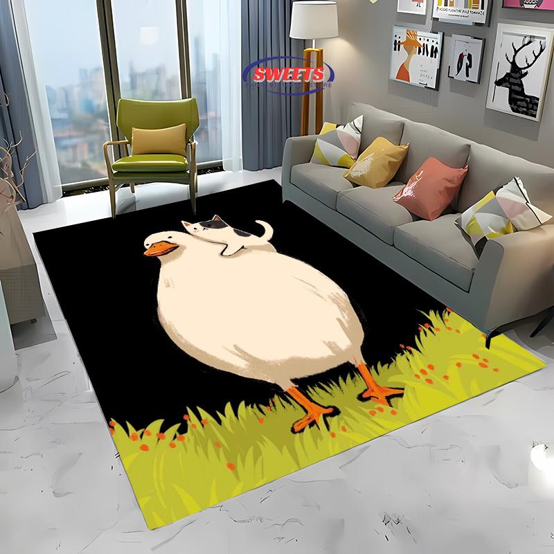 Nová příchozí ! Humorný kachní koberec pro domácí obývací pokoj dětský pokoj, rohožka k pohovce, podlaha do kuchyně, protiskluzový dekorativní koberec, pěkný dárek