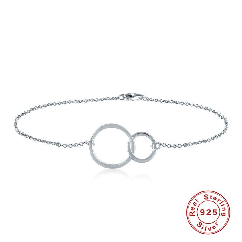 

Самый продаваемый браслет из стерлингового серебра 925 пробы в минималистском стиле с двойной пряжкой из глянцевого классического браслета для влюбленных 925 Silver платиновый