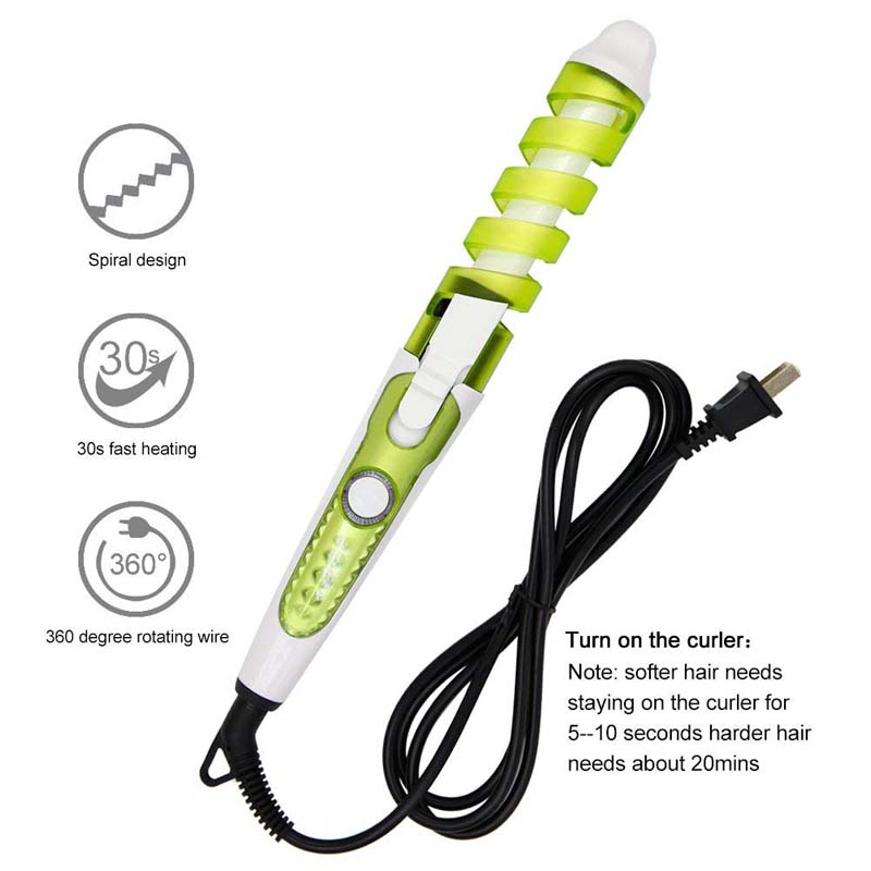 Волшебная керамическая волновая плойка Автоматическая вращающаяся плойка Портативная мини-титановая спиральная плойка