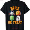 Building Bricks Halloween Costume Brick or Treat Monsters T Shirt vintage Washed Casual Stretched Stylish Top For Everyday Wear