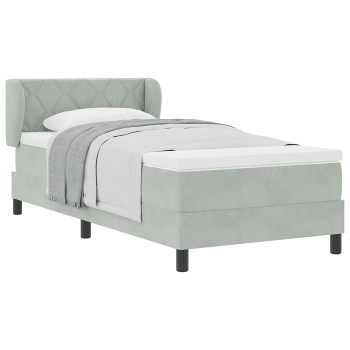Lit à ressort vidaXL avec matelas Gris clair 90x190 cm Velours 3340418