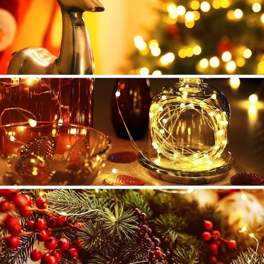 30 Pack LED Fairy String Lights Battery Powered Warm White Copper Wire IP65 Waterproof 3 Modes