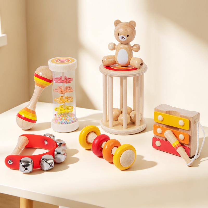 Children's Musical Wooden Rattle Toy Set for Early Education and Gift