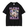 Alpha-Männchen Lustige Katze Einhorn Regenbogen T-Shirt Herren Damen Mode Kawaii Niedlich Kurzarm T-Shirt Locker Übergroßes T-Shirt