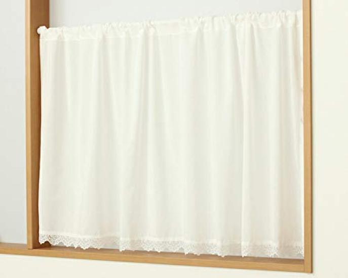 

Cafe curtain with hem UV hard to see at fluffy and lightweight 4112 Pixie 142cm wide x 80m 1 panel trim, 93.5% protection, night, lace, White, long,