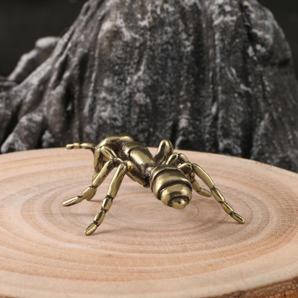 Soild Brass Ant Figurines Miniature Simulation Insect Desk Ornament Table Tea Pets Antique Copper Crafts Home Decors