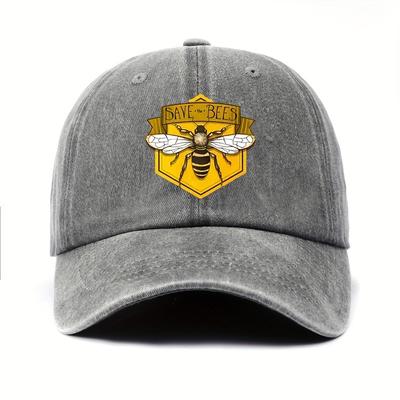 Bee Print Baseball Cap with Simple Design for Men and Women, Fashionable Trend