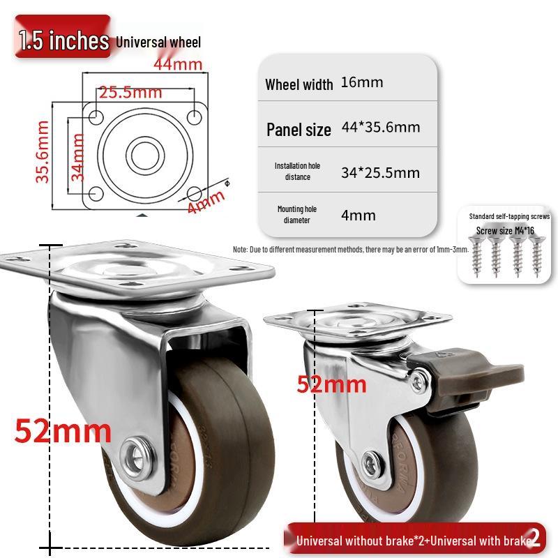 Ultra-Quiet Universal Small Trolley Load-Bearing Swivel Caster for Furniture