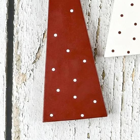 Reusable Festive Home Accents 3Pcs Wooden Christmas Tree Ornament, Polka Dot Cone Decor with Tiered Tray Decoration Star Topper, Rustic Farmhouse