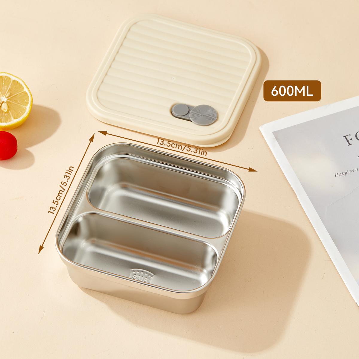 

Portable Lunch Container Travel Picnic Fruit Salad Lunch Box With Lid 1/2 Grids Sealed 304 Stainless Steel Bento Box For Kids