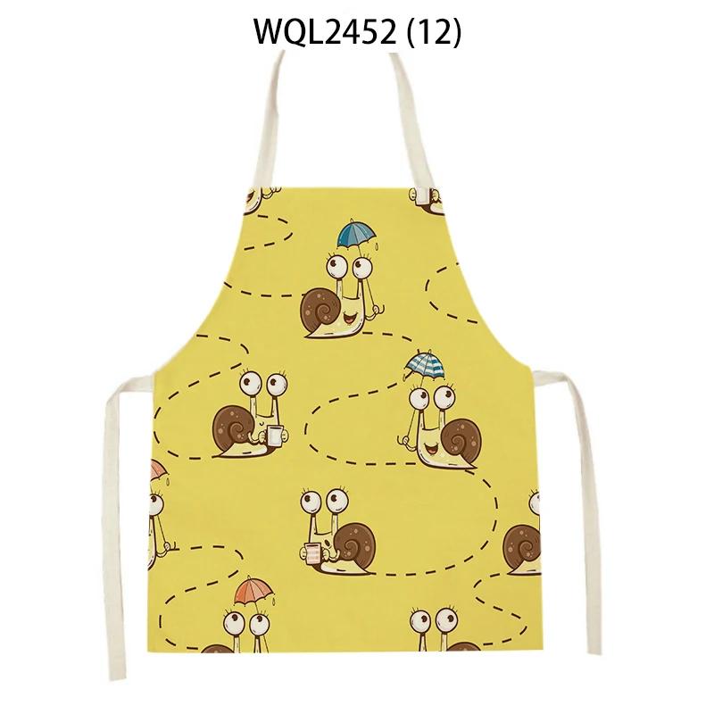 Animal Snail Rabbit Printing Apron Adult Kids Sleeveless Kitchen Apron Linen Cooking Baking Accessories Apron Cleaning Tool