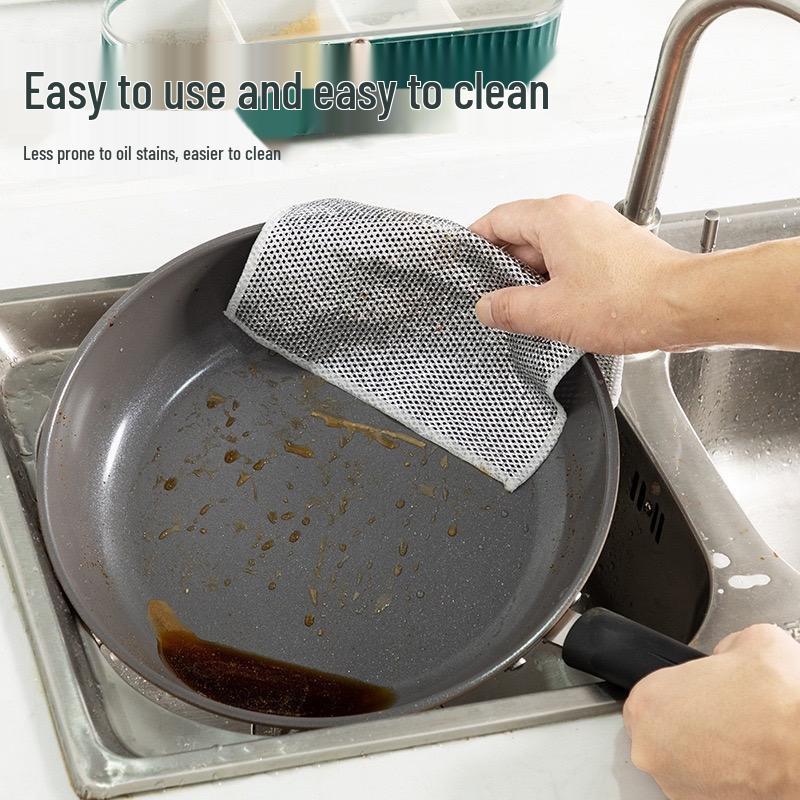 Non-Stick Silver Wire Steel Wool Scouring Pad - Double-Sided Dishcloth Substitute