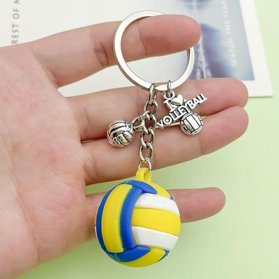 Cross Creative Sports Ball Keychain Pendant: PVC Simulated Volleyball, Football, Rugby, Basketball, Tennis Bag Charm Ornament.