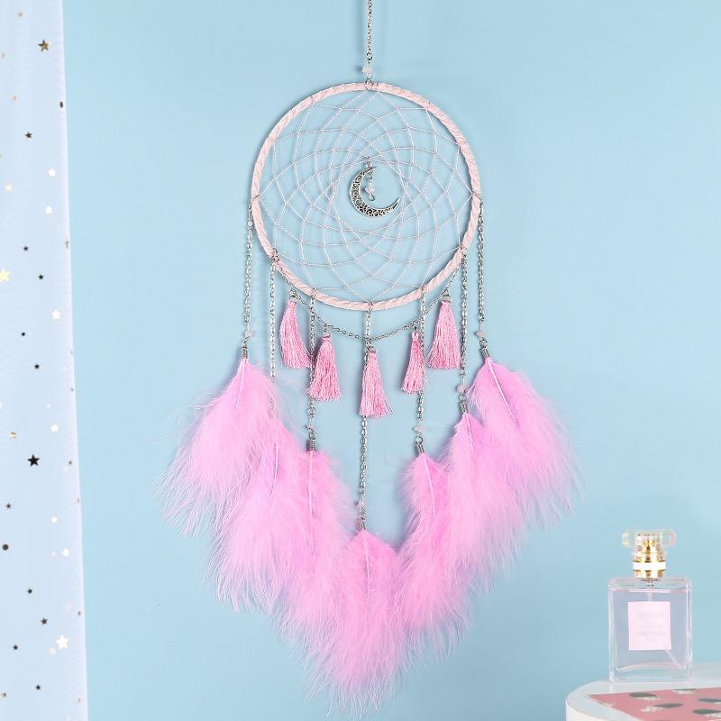 Obří lapač snů Měsíc - Boho větrný zvonkohra do dívčího pokoje, Tkané umění Narozeninový dárek