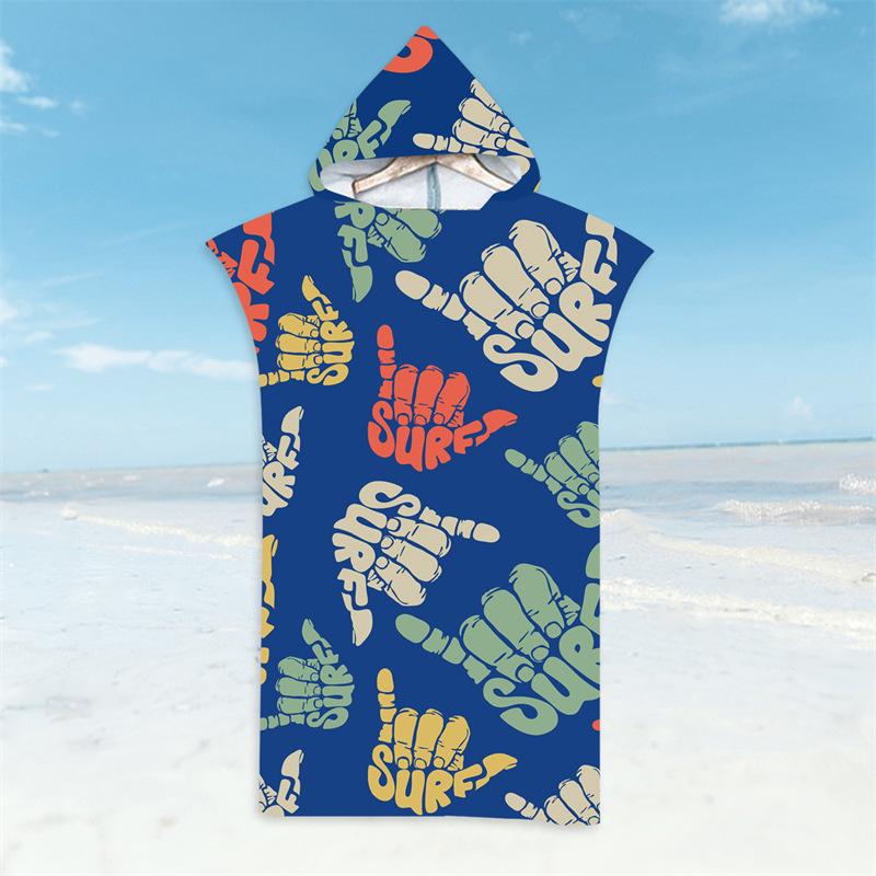 Microfiber Quick-Dry Hooded Beach Poncho Bathrobe for Adults