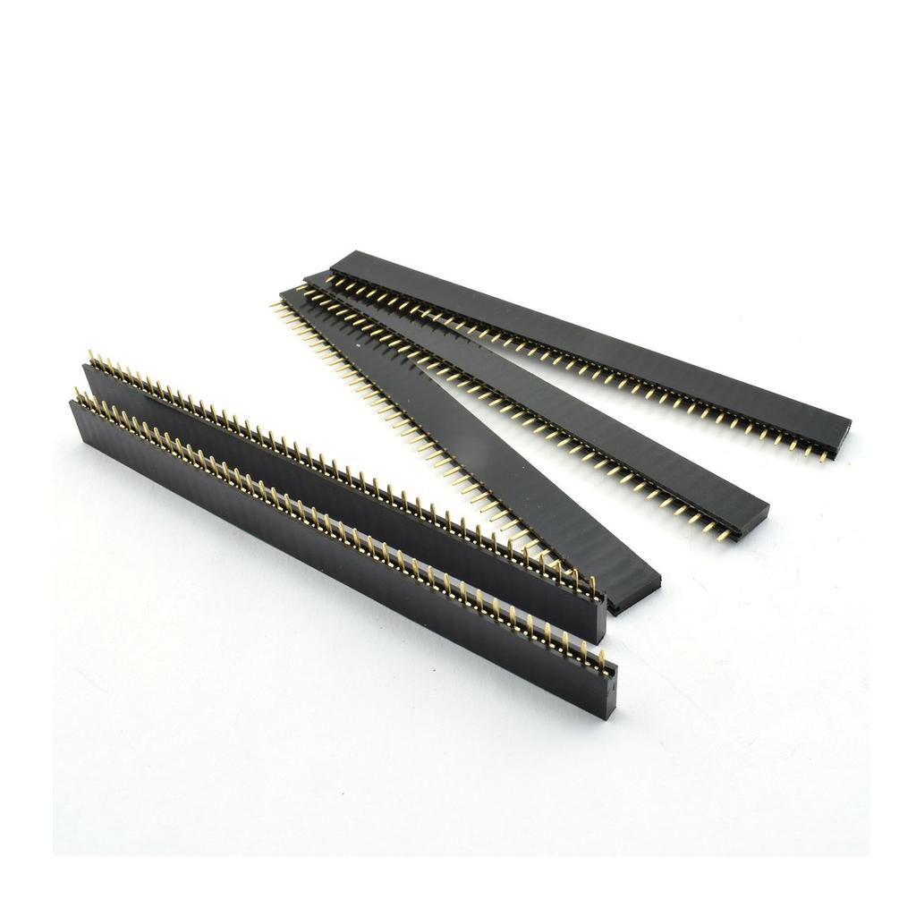 ZYAMY 10pcs 2.54mm 40Pin Female Socket Pin Header Strip 1x40P Single Row Straight Female Socket Pin Header Strip Connector Black