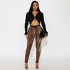 2026 New Women's Lace Trim High-Waisted Patterned Printed Stretch Casual Pants