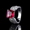 Pigeon Blood Corundum Ring, Luxury Index Finger Ring, High Carbon Diamond, High-Grade Square Zircon Women'S Ring.