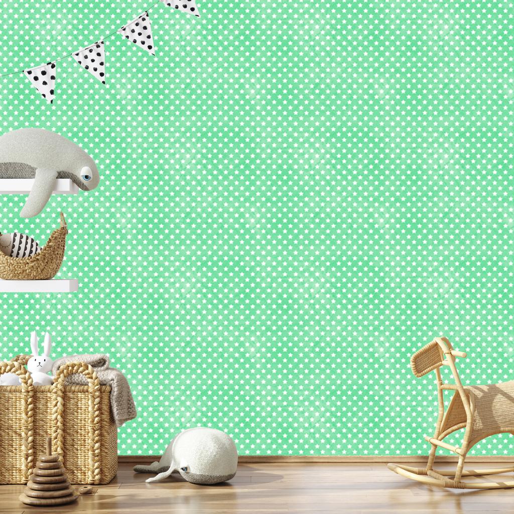 Mint Stars Wallpaper, Mint Center for Living Room and Bedroom 50x1000