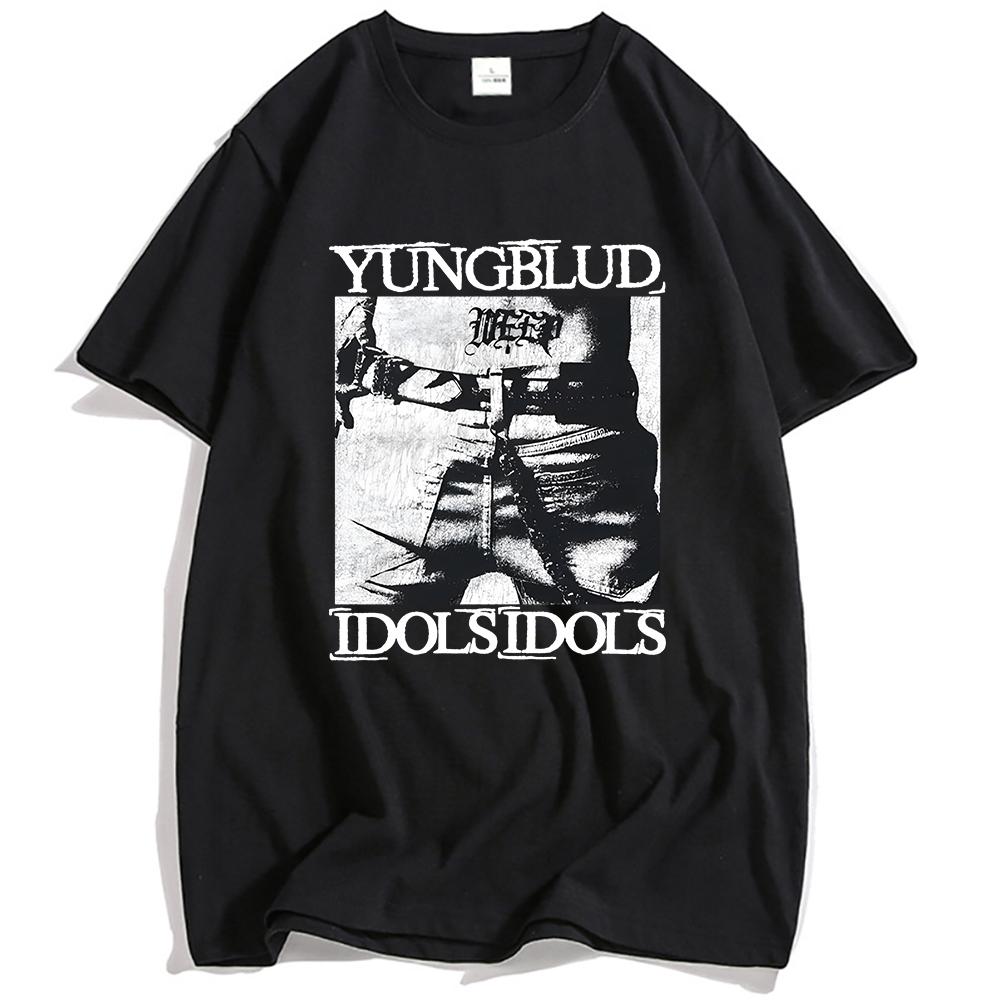 Idols Tetování Tričko YUNGBLUD Zpěvák Potisk Trička Bavlna Krátký Rukáv Letní Tričko Unisex Streetwear Hip Hop Pánská Trička Top