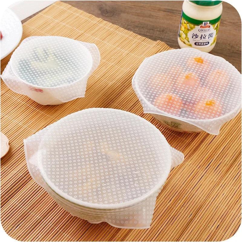 Kitchen Adaptable Silicone Lids Reusable Silicone Cover Bowl Food Wrap Seal Vacuum Lid Stretch Multifunctional Fresh Keeping
