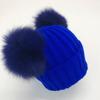 Custom Labels Double Pom Pom Baby Toddler Children Winter Beanie Knitted Hats With Fur Pompom