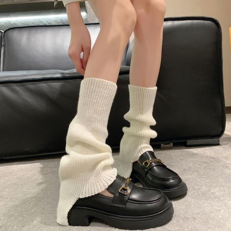 Womens Lolitas Knit Long Socks Flared Leg Warmers Harajuku Booties Socks Winter Warm Ankle Heap Socks