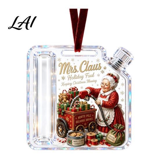 Unique Gift Idea Acrylic Christmas Money Holder Ornament Clear Fuel Up Gas Can Cash Card Holder Xmas Tree Hanging Decoration for Holiday Home Party