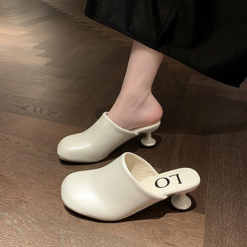 Vase and slippers 2025 spring and summer new bag head high heel + slippers special heel muller shoes fashion half drag