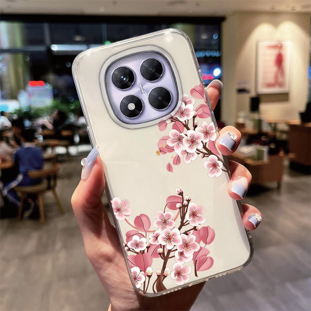 Colorful Floral Korean INS Style Clear Phone Case For Xiaomi Redmi Note 15 14 Pro 15C 14C Protection Soft TPU Transparent Cover