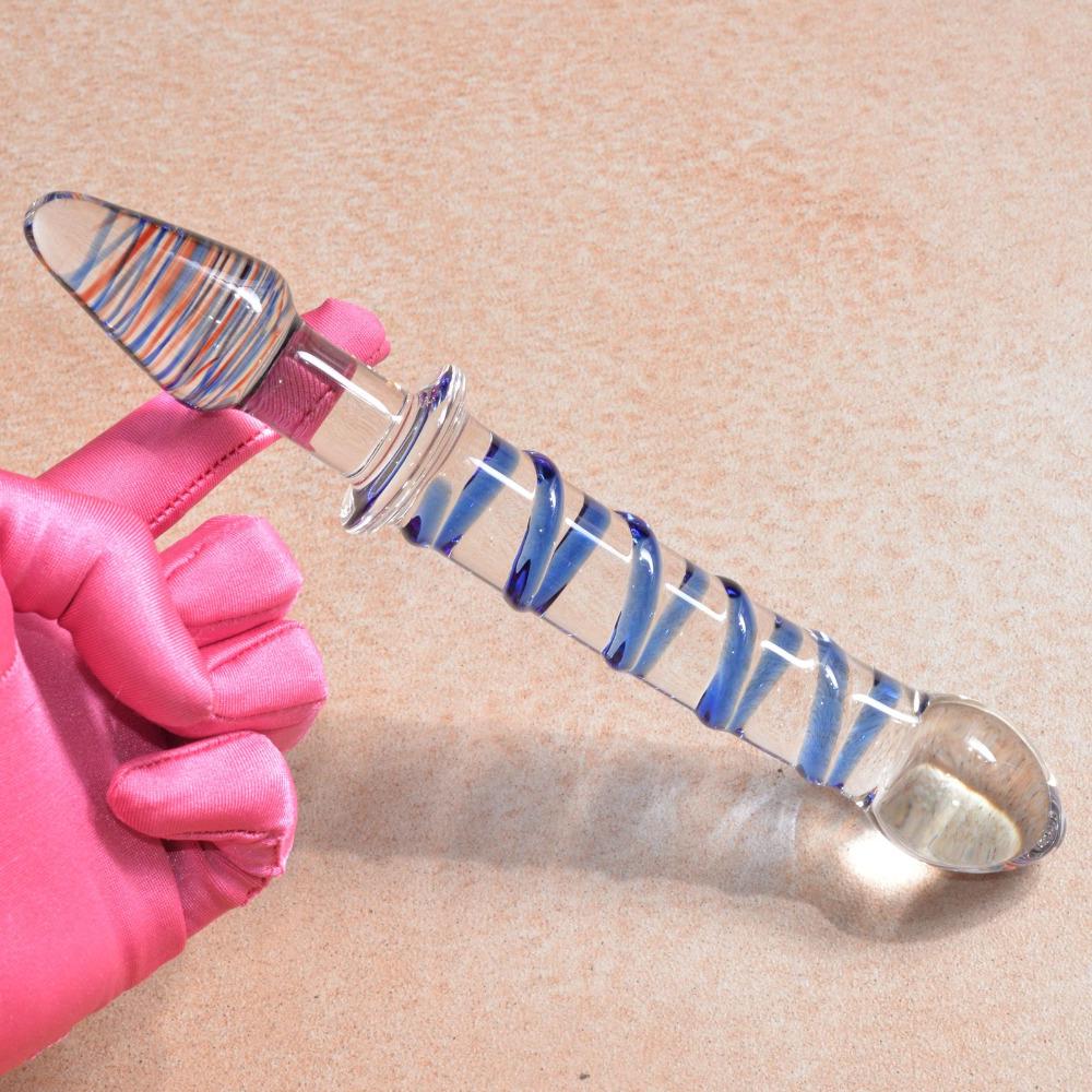 Glass Dildo Pyrex Crystal Dildos Double Head Penis Fake Dick Sex Toys For Woman Men Glass Anal Plug