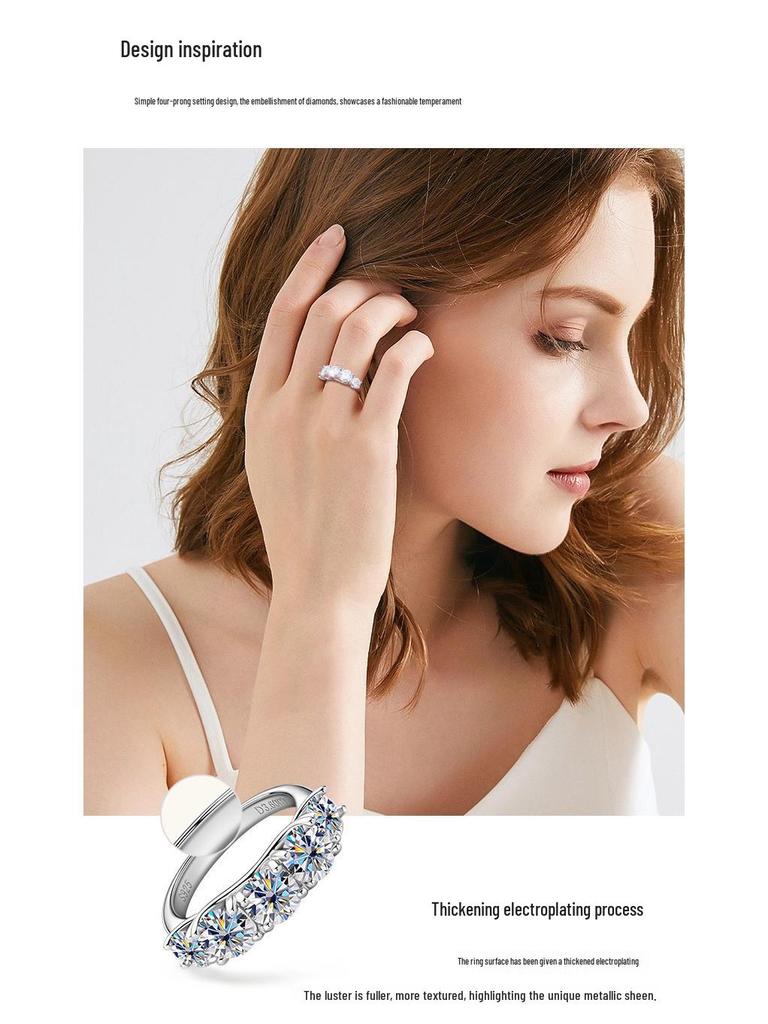 Anillo de Moissanita Color D para Mujer: Elegante Plata de Ley 925, Diseño Versátil de Alta Gama