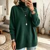 Women's Color Mock Neck Pullover Sweater Casual Knit Top for Everyday Wear