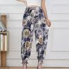 WTEMPO Elastic High Waist Thin Printed Women's Spring Summer Ice Silk Wide Leg Pants Mother's Loose Jogger Pants